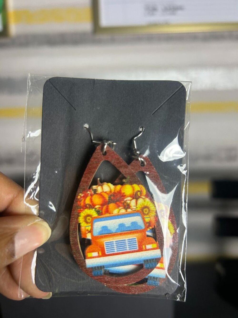 Fall Pumpkin Truck Earrings
